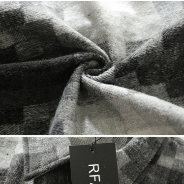 Men's black and white plaid oversized shirt, view 5 - MRSLM