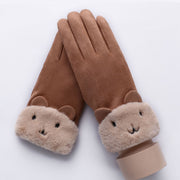 Women's plush-lined suede touchscreen gloves, view 8 - MRSLM
