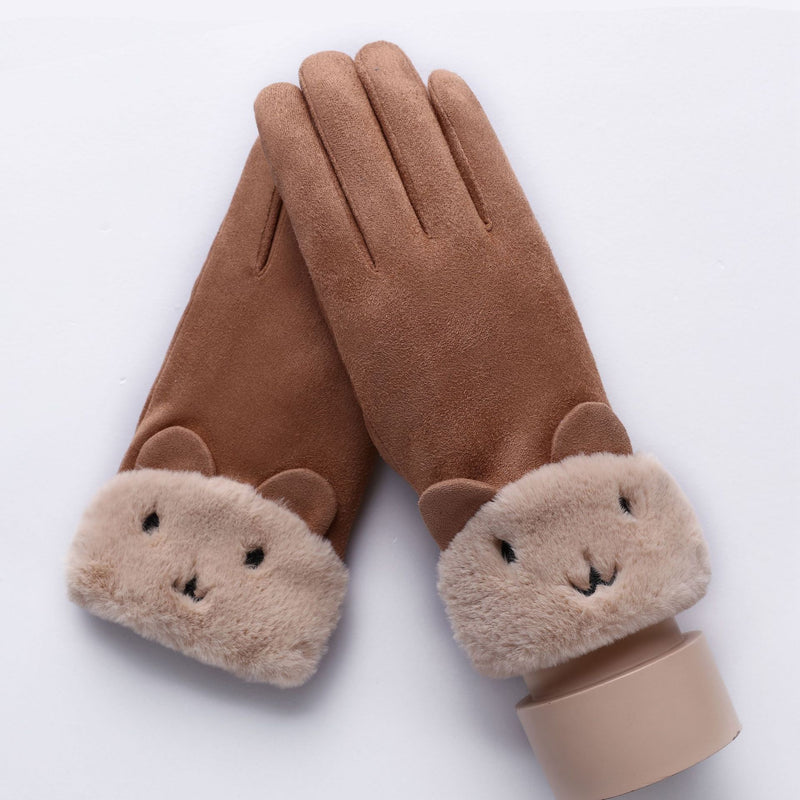 Women's plush-lined suede touchscreen gloves, view 8 - MRSLM