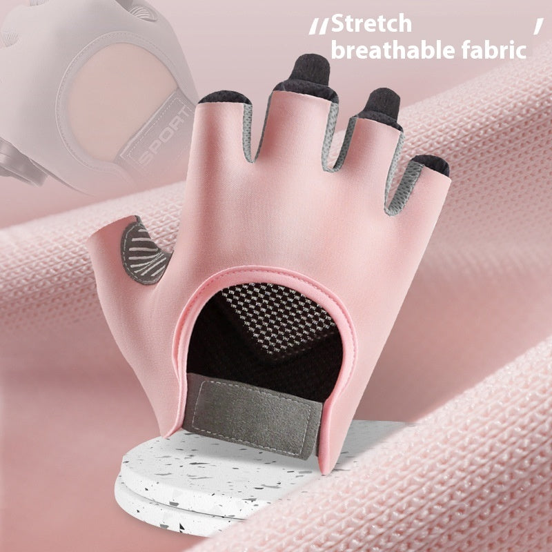 Women's half finger silicone fitness gloves, view 4 - MRSLM