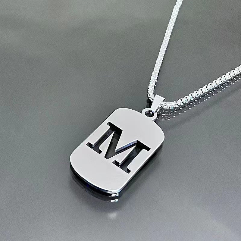 titanium steel letter necklace, view 24 - MRSLM