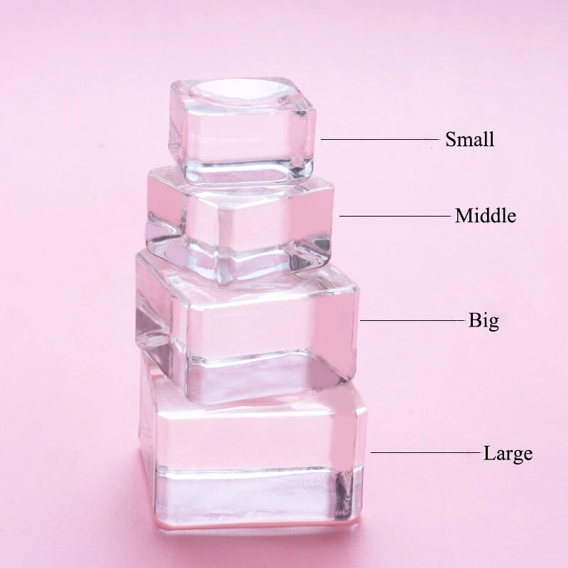 square crystal glass eyelash glue holder, view 9 - MRSLM