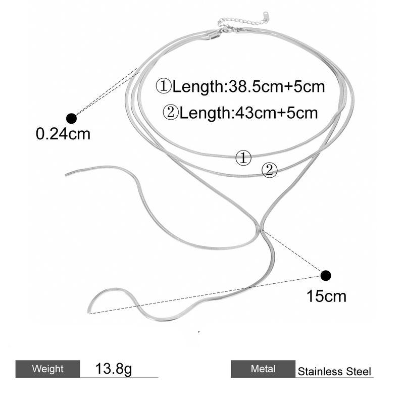 triple layer Y chain snake necklace, view 2 - MRSLM