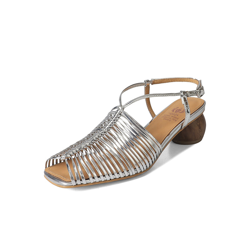 high heel leather-lined sandals, view 2 - MRSLM