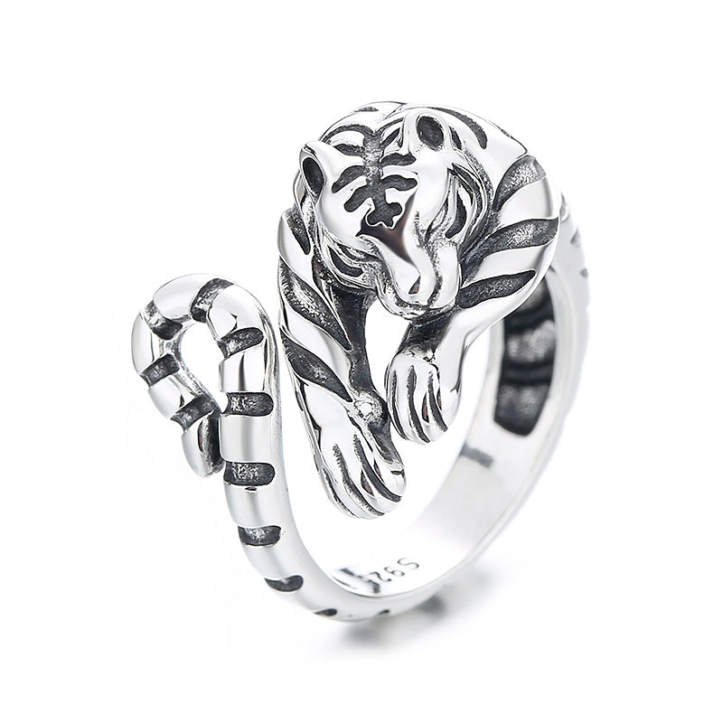 s925 silver tiger vintage ring, view 5 - MRSLM