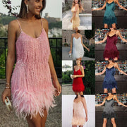 sequin tassel feather mini dress - MRSLM