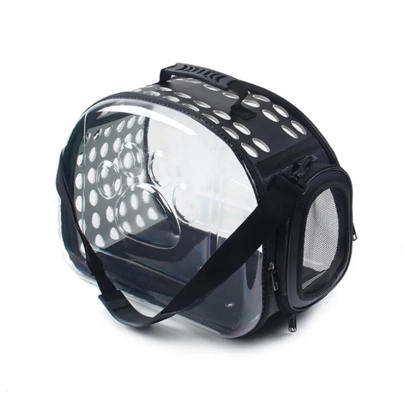 transparent foldable cat carrier bag, view 9 - MRSLM