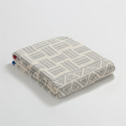geometric pattern cotton blanket with stripe edge, view 3 - MRSLM