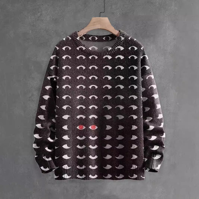 Knitted Pullover Sweater Ghost Series Printed Loose Long Sleeves