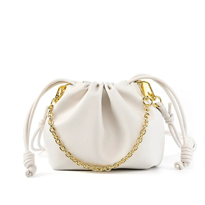leather cloud chain handbag, view 3 - MRSLM