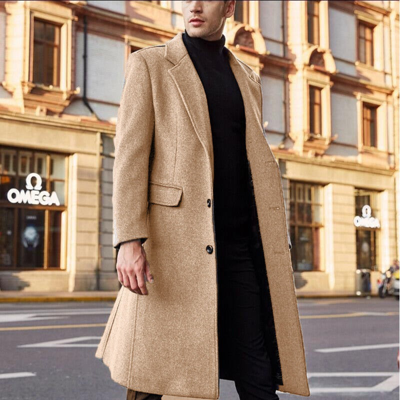 Men's long woolen trench coat, view 4 - MRSLM