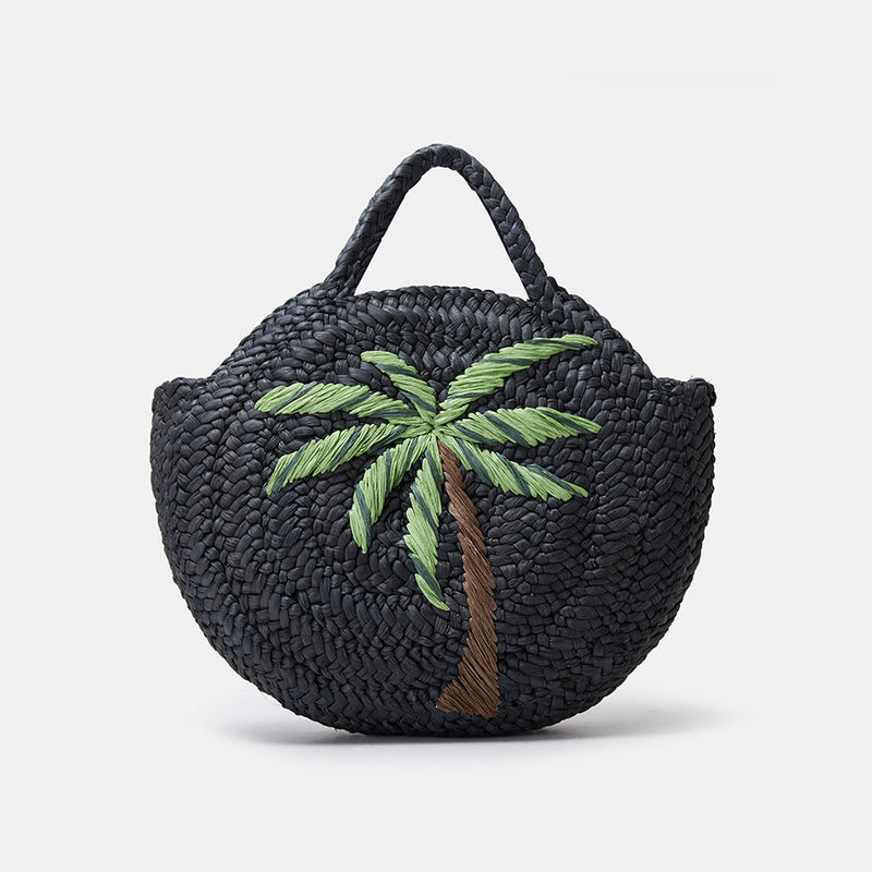 Embroidered straw tote bag, view 2 - MRSLM