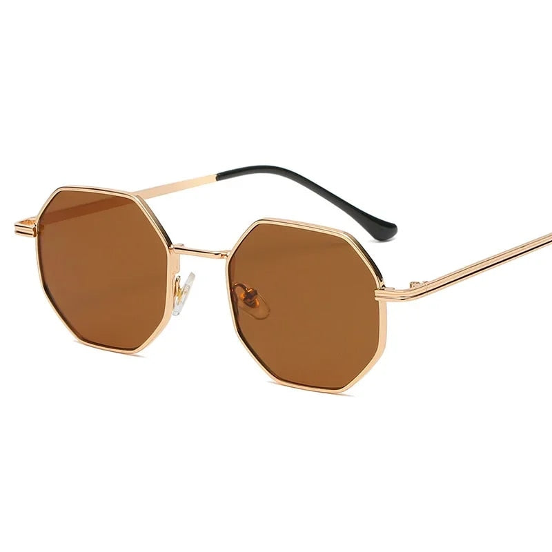 polygonal metal sunglasses for women, view 3 - MRSLM