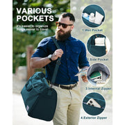 men's travel duffle bag with shoe compartment, view 7 - MRSLM