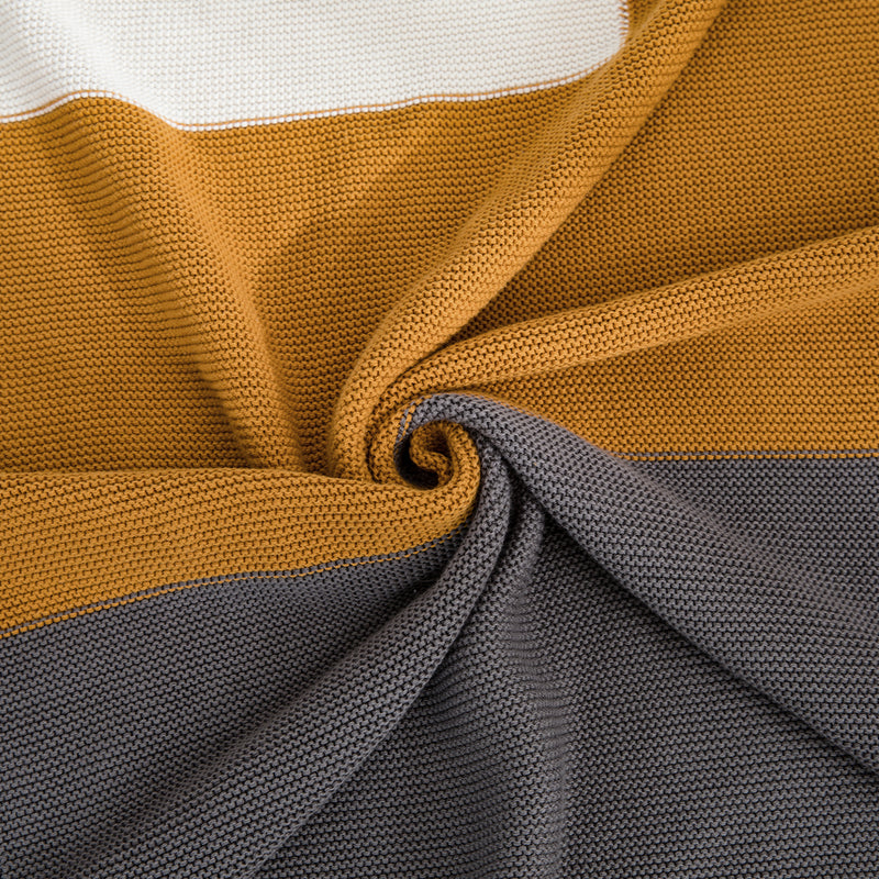 cotton knitted plaid blanket, view 9 - MRSLM