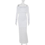 slim-fit off-shoulder lace dress, view 6 - MRSLM