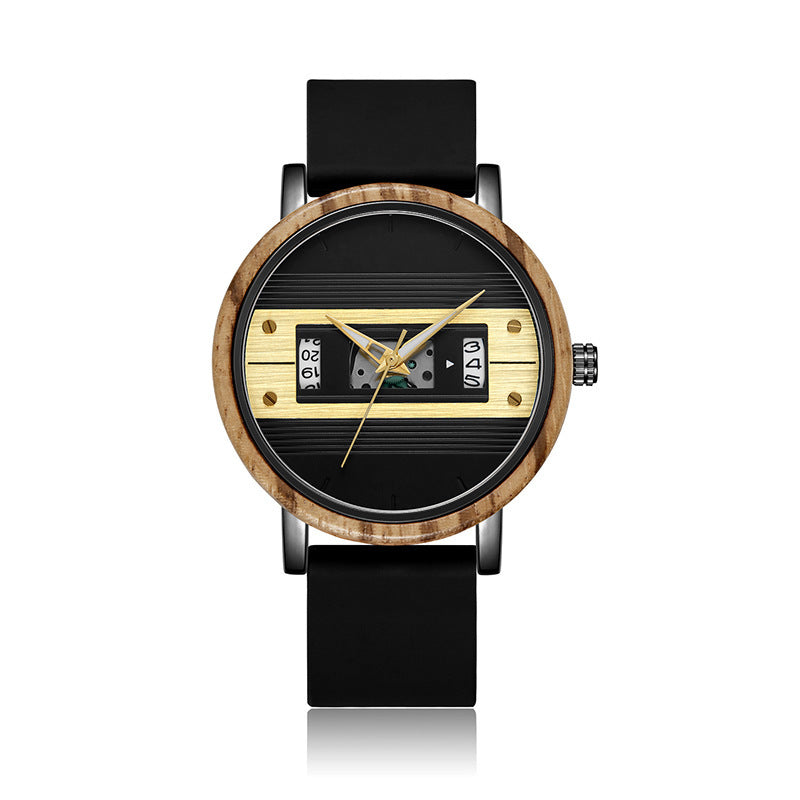 men's wood-like digital watch, view 5 - MRSLM