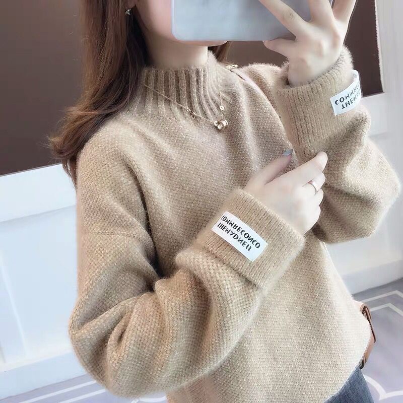 women's mock neck chenille knit sweater, view 4 - MRSLM
