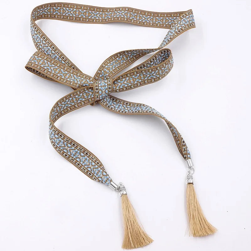 boho tassel chain waist belt, view 3 - MRSLM