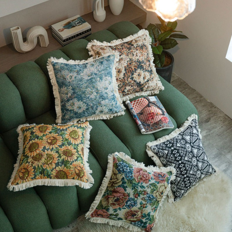 jacquard floral cushion cover, view 8 - MRSLM