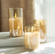 Flameless LED candles in glass, set of 3 - MRSLM