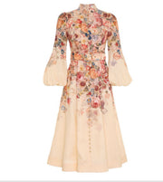 stand collar geometric print dress, view 5 - MRSLM