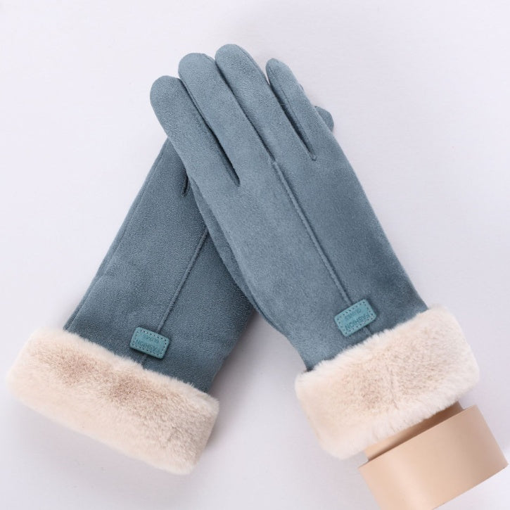 Women's plush-lined suede touchscreen gloves, view 13 - MRSLM