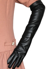 long elbow faux leather PU glove sleeves, view 5 - MRSLM