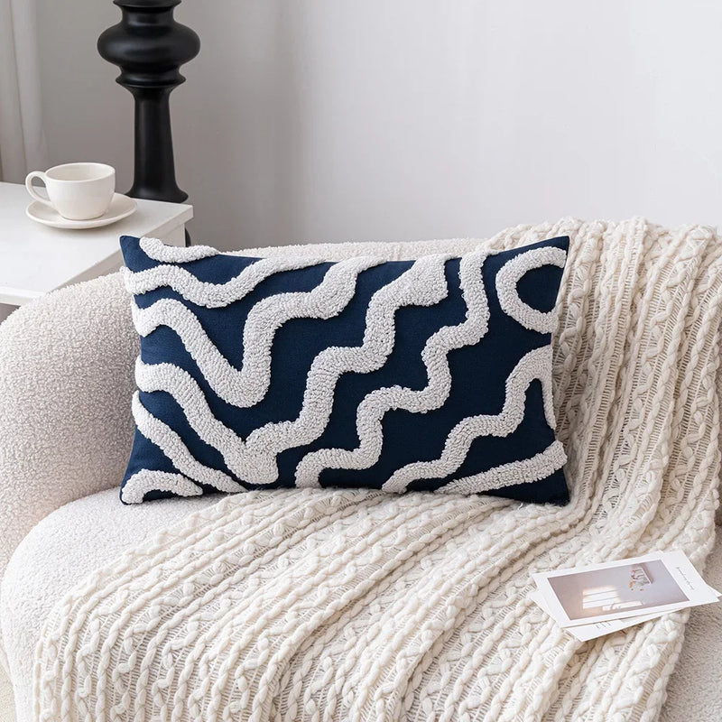 modern geometric tufted embroidered cushion cover, view 5 - MRSLM
