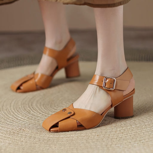 Rivet high heel leather sandals - MRSLM
