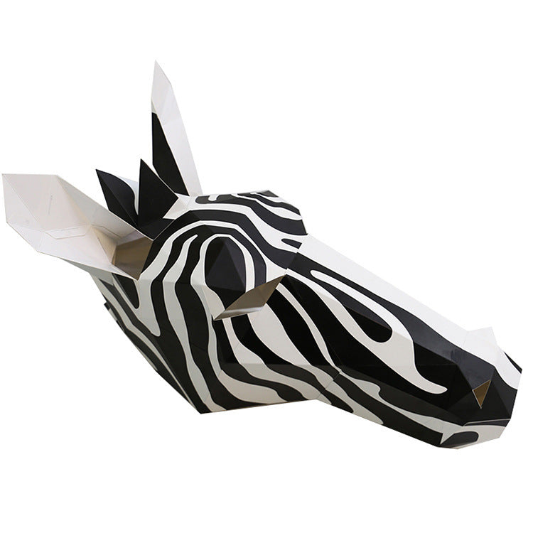 Black and white horse origami paper mask, view 2 - MRSLM