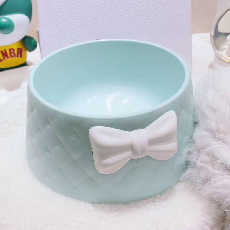 charming bowknot ceramic pet bowl, view 6 - MRSLM