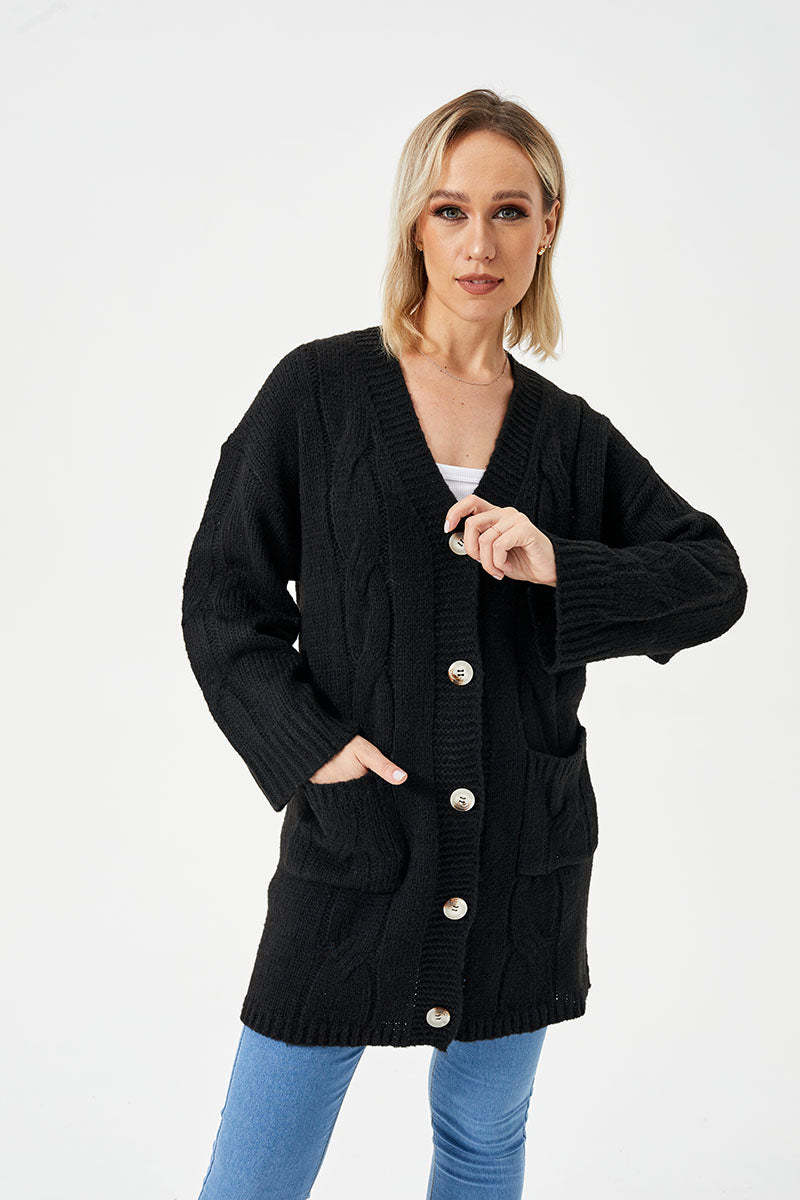 women's warm long cardigan sweater, view 7 - MRSLM