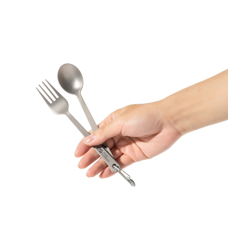 Titanium camping fork and spoon set, view 2 - MRSLM