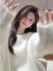 women's soft loose mohair sweater, view 3 - MRSLM