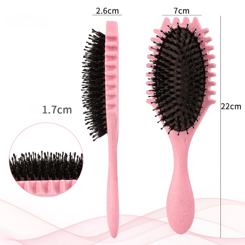boar bristle curl defining detangling hair brush, view 11 - MRSLM