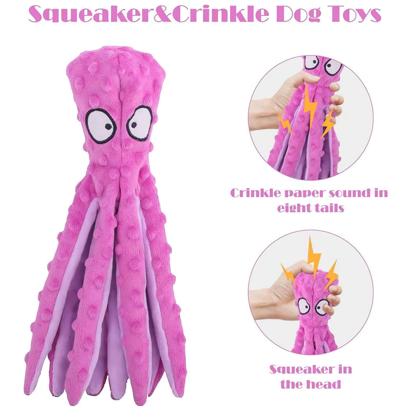 octopus plush squeak toy for dogs, view 9 - MRSLM