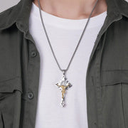 Saint Benedict medal cross necklace, view 8 - MRSLM