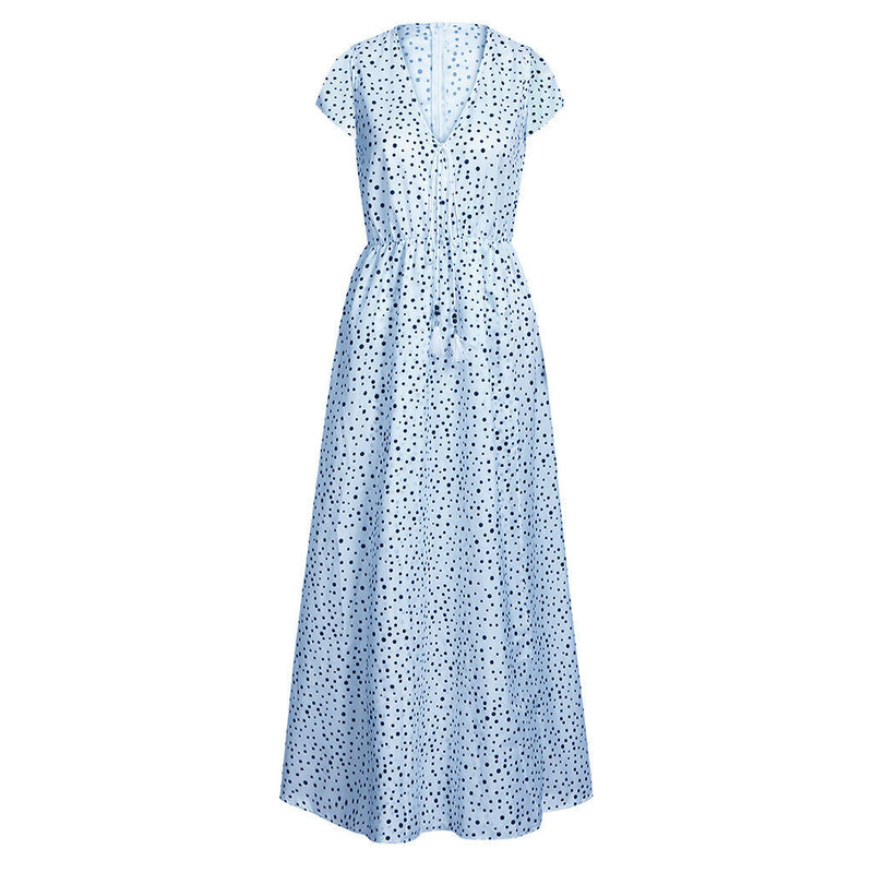 polka dot bohemian beach dress, view 3 - MRSLM