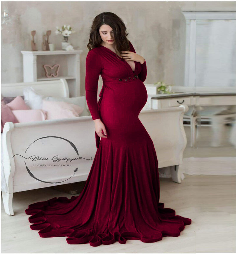 cotton maternity long dress, view 5 - MRSLM