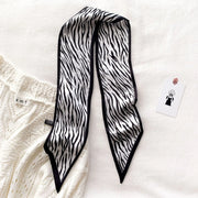 zebra print silk-feel scarf, view 5 - MRSLM