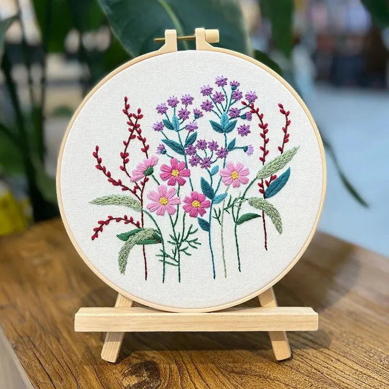 Floral embroidery DIY kit with hoop, view 2 - MRSLM