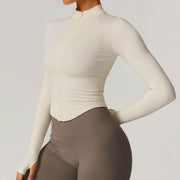 women's quick dry crop top zipper jacket, view 2 - MRSLM