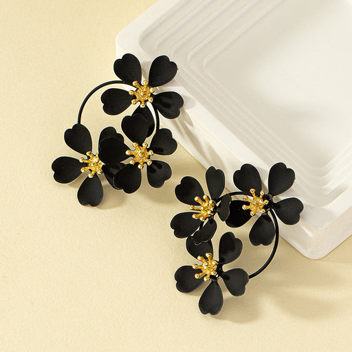 Camellia flower dangle earrings, view 2 - MRSLM