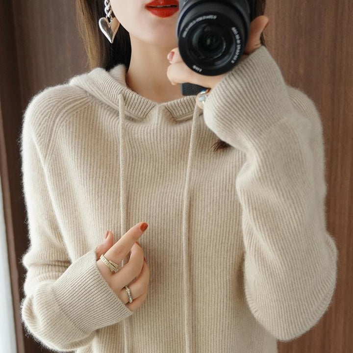 Hooded Cashmere Sweater Women's Pullover Loose Short Hooded Sweater