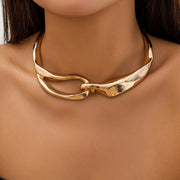 chunky metal choker necklace, view 2 - MRSLM