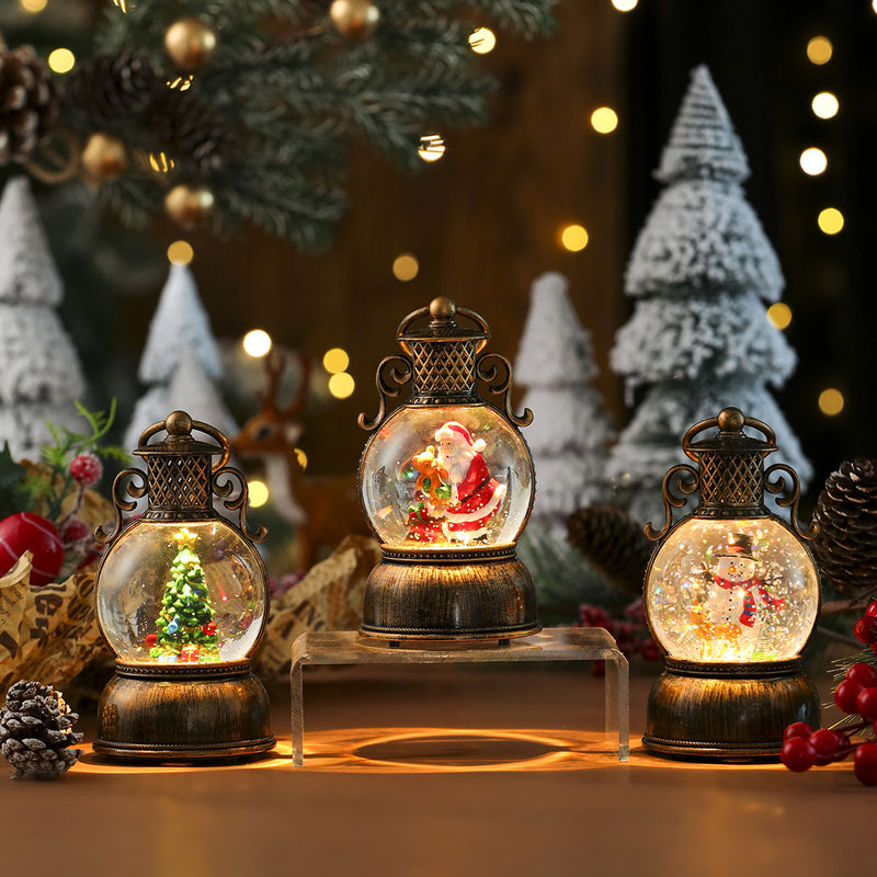 Musical light-up Christmas snow globe lantern, view 6 - MRSLM