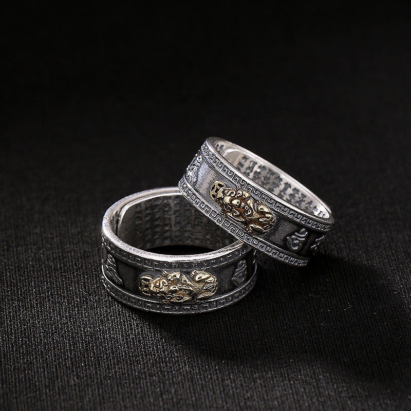 sterling silver heart sutra ring, view 4 - MRSLM