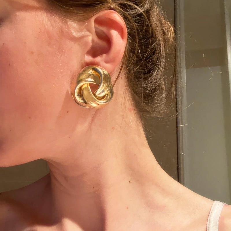 Gold spiral drop earrings, view 12 - MRSLM