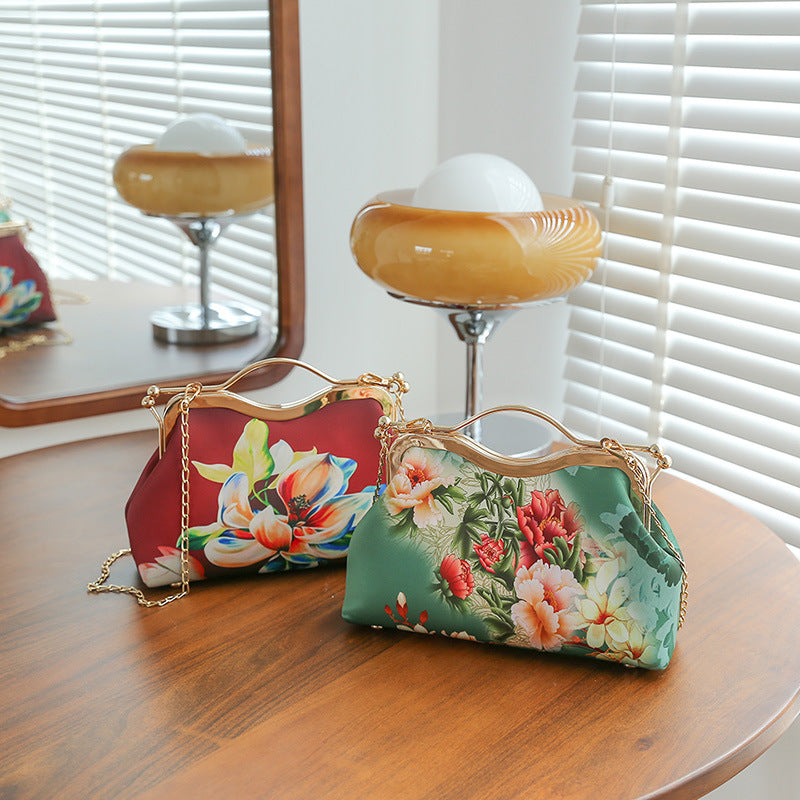 printed shell crossbody clutch bag, view 9 - MRSLM